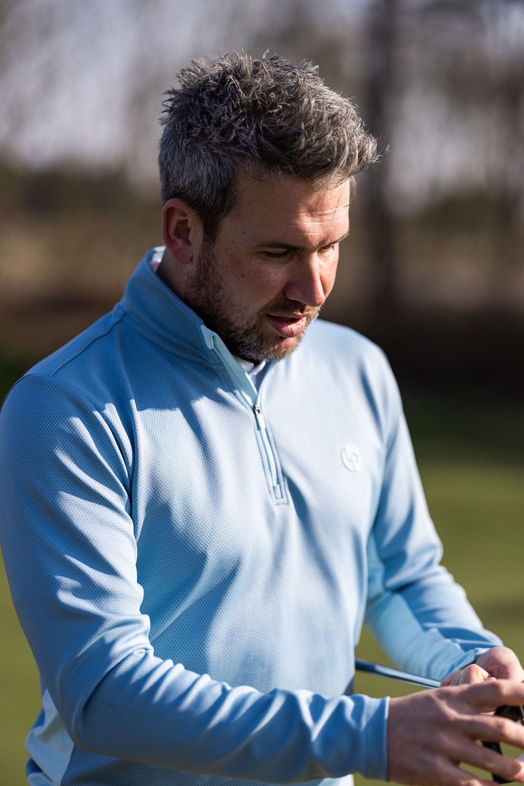 The Jacquard ¼ Zip Mid Layer - Aqua